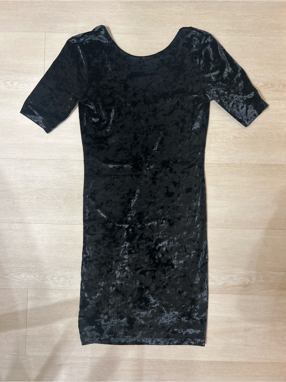 Frenchi Black Crushed Velvet Mini Bodycon Dress